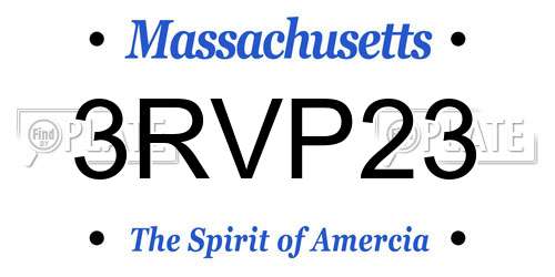 3RVP23 Massachusetts License Plate