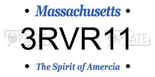 3RVR11 Massachusetts License Plate