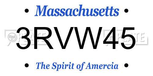 3RVW45 Massachusetts License Plate