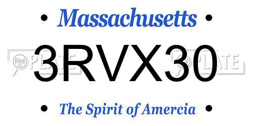 3RVX30 Massachusetts License Plate