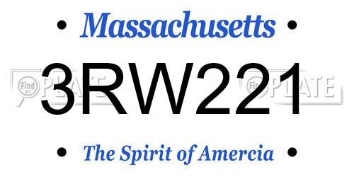 3RW221 Massachusetts License Plate
