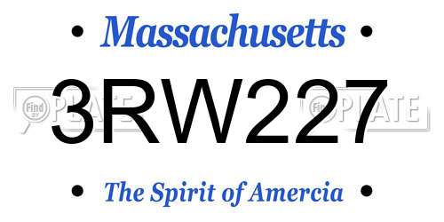 3RW227 Massachusetts License Plate