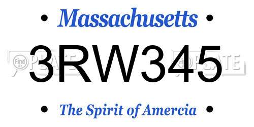 3RW345 Massachusetts License Plate