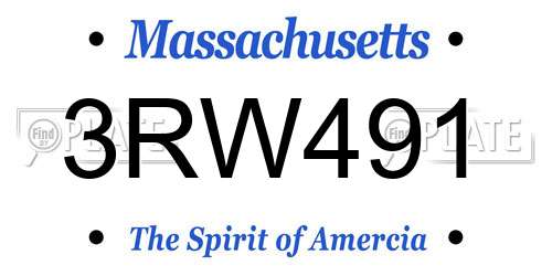 3RW491 Massachusetts License Plate