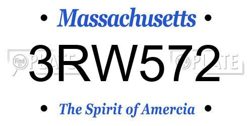 3RW572 Massachusetts License Plate
