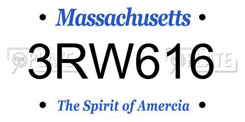 3RW616 Massachusetts License Plate