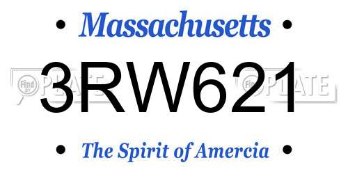 3RW621 Massachusetts License Plate