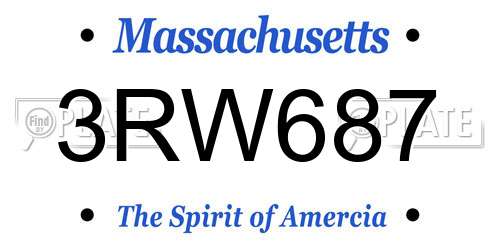 3RW687 Massachusetts License Plate