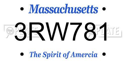 3RW781 Massachusetts License Plate