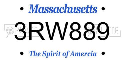 3RW889 Massachusetts License Plate