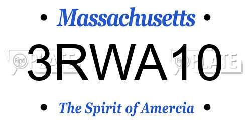 3RWA10 Massachusetts License Plate
