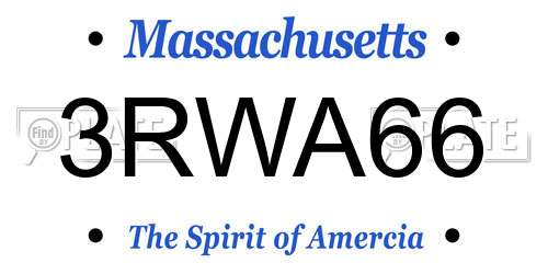 3RWA66 Massachusetts License Plate