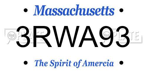 3RWA93 Massachusetts License Plate