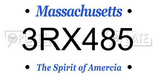3RX485 Massachusetts License Plate