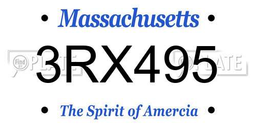3RX495 Massachusetts License Plate