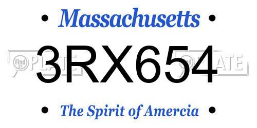 3RX654 Massachusetts License Plate