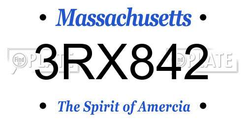3RX842 Massachusetts License Plate