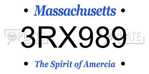 3RX989 Massachusetts License Plate