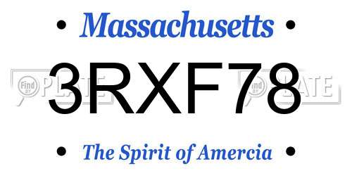 3RXF78 Massachusetts License Plate