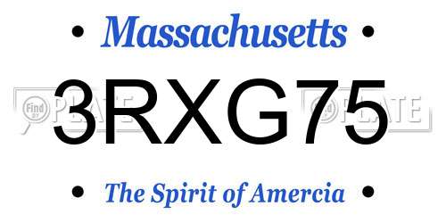 3RXG75 Massachusetts License Plate