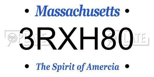 3RXH80 Massachusetts License Plate