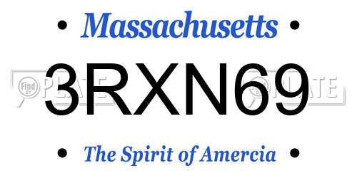 3RXN69 Massachusetts License Plate