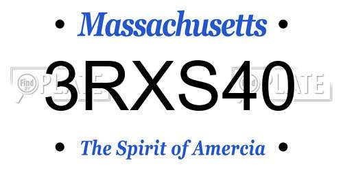 3RXS40 Massachusetts License Plate