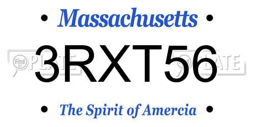3RXT56 Massachusetts License Plate