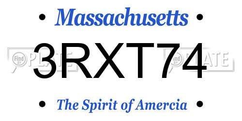3RXT74 Massachusetts License Plate