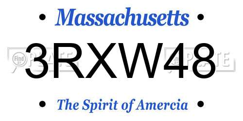 3RXW48 Massachusetts License Plate