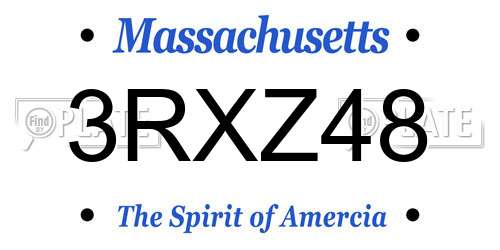 3RXZ48 Massachusetts License Plate