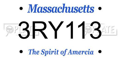 3RY113 Massachusetts License Plate