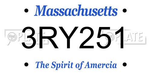 3RY251 Massachusetts License Plate