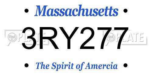3RY277 Massachusetts License Plate
