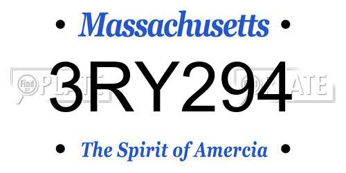 3RY294 Massachusetts License Plate