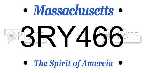 3RY466 Massachusetts License Plate