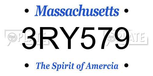 3RY579 Massachusetts License Plate