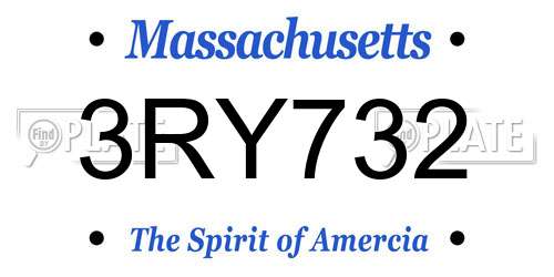3RY732 Massachusetts License Plate