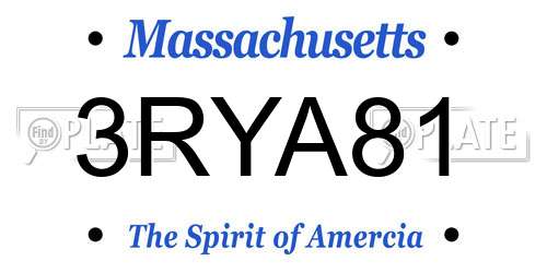 3RYA81 Massachusetts License Plate