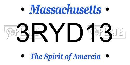 3RYD13 Massachusetts License Plate