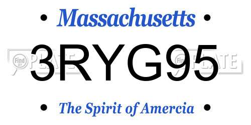 3RYG95 Massachusetts License Plate
