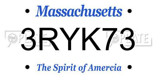3RYK73 Massachusetts License Plate