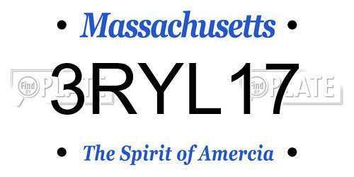 3RYL17 Massachusetts License Plate