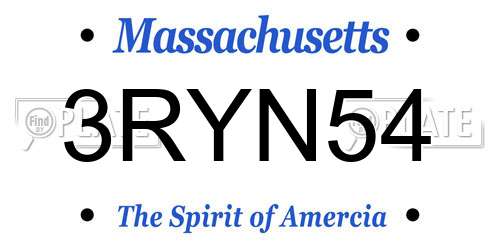 3RYN54 Massachusetts License Plate