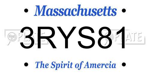 3RYS81 Massachusetts License Plate