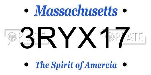 3RYX17 Massachusetts License Plate