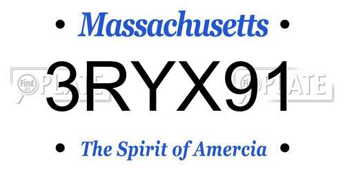 3RYX91 Massachusetts License Plate