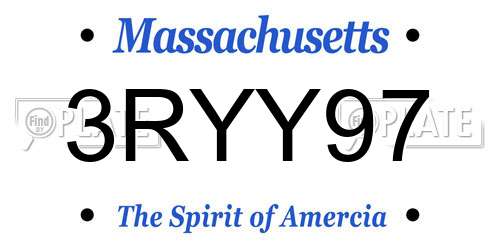 3RYY97 Massachusetts License Plate