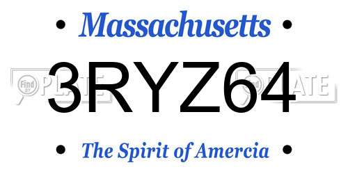 3RYZ64 Massachusetts License Plate