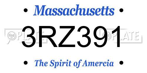 3RZ391 Massachusetts License Plate
